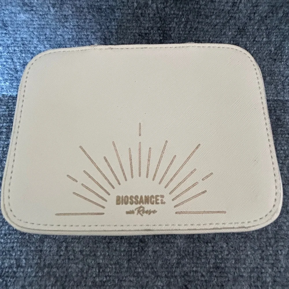 Biossance with Reese Witherspoon Cream Makeup Bag Travel Vanity Case Saffiano